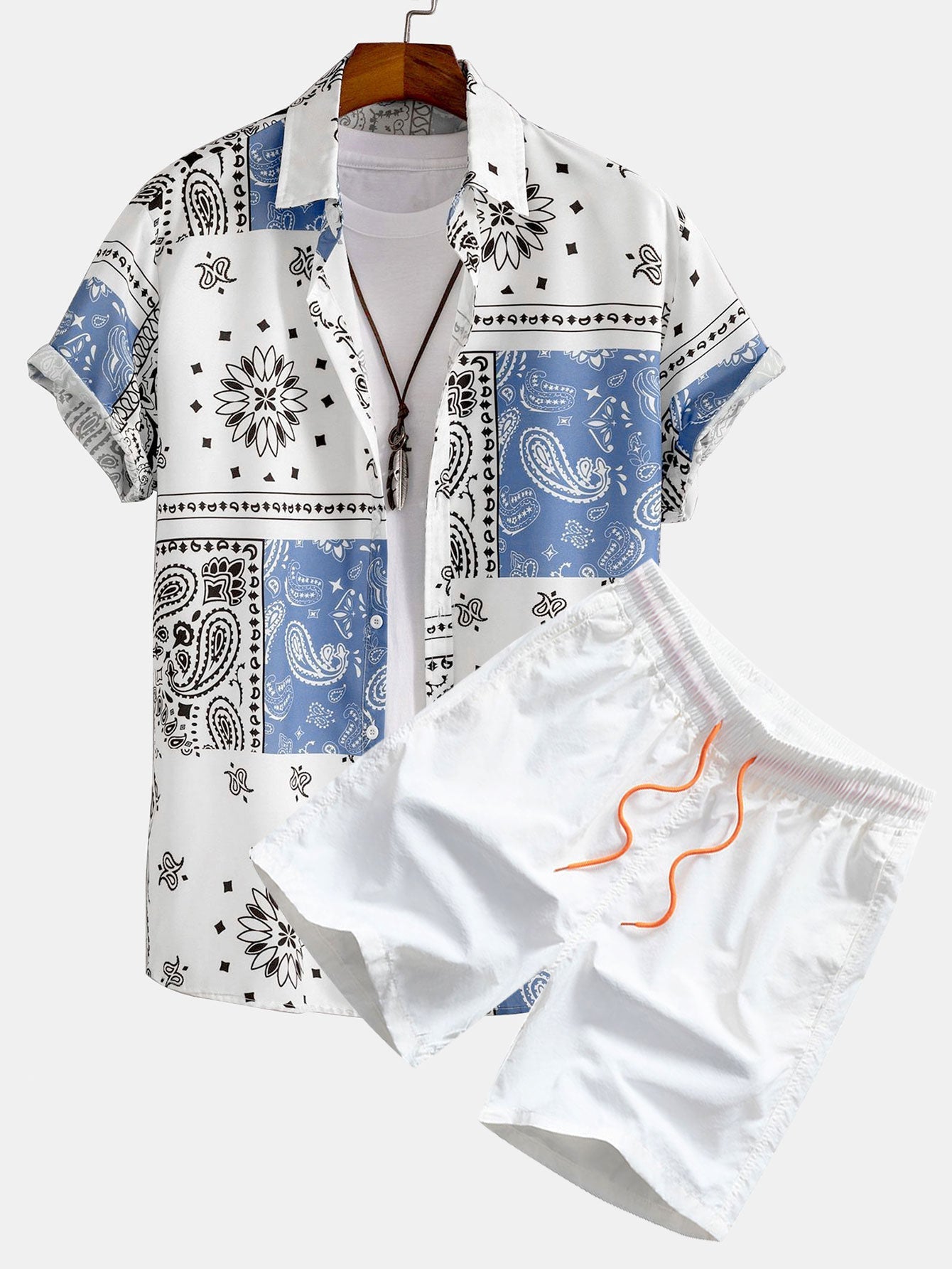 Ensemble Bérénice — chemise à imprimé paisley & short de bain