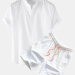 Ensemble — chemise basique en lin à manches courtes & short de bain