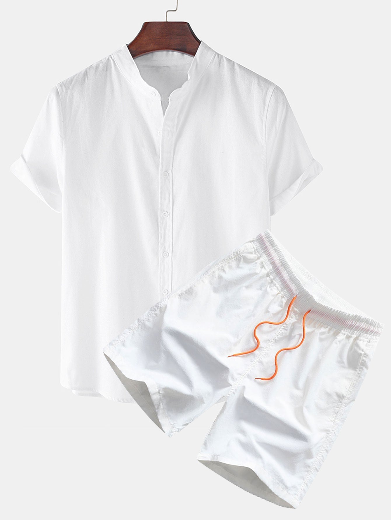 Ensemble — chemise basique en lin à manches courtes & short de bain