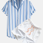 Ensemble Capucine — chemise à larges rayures & short de bain