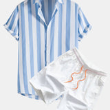 Ensemble Capucine — chemise à larges rayures & short de bain