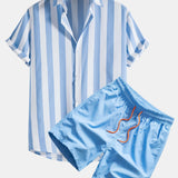 Ensemble Capucine — chemise à larges rayures & short de bain