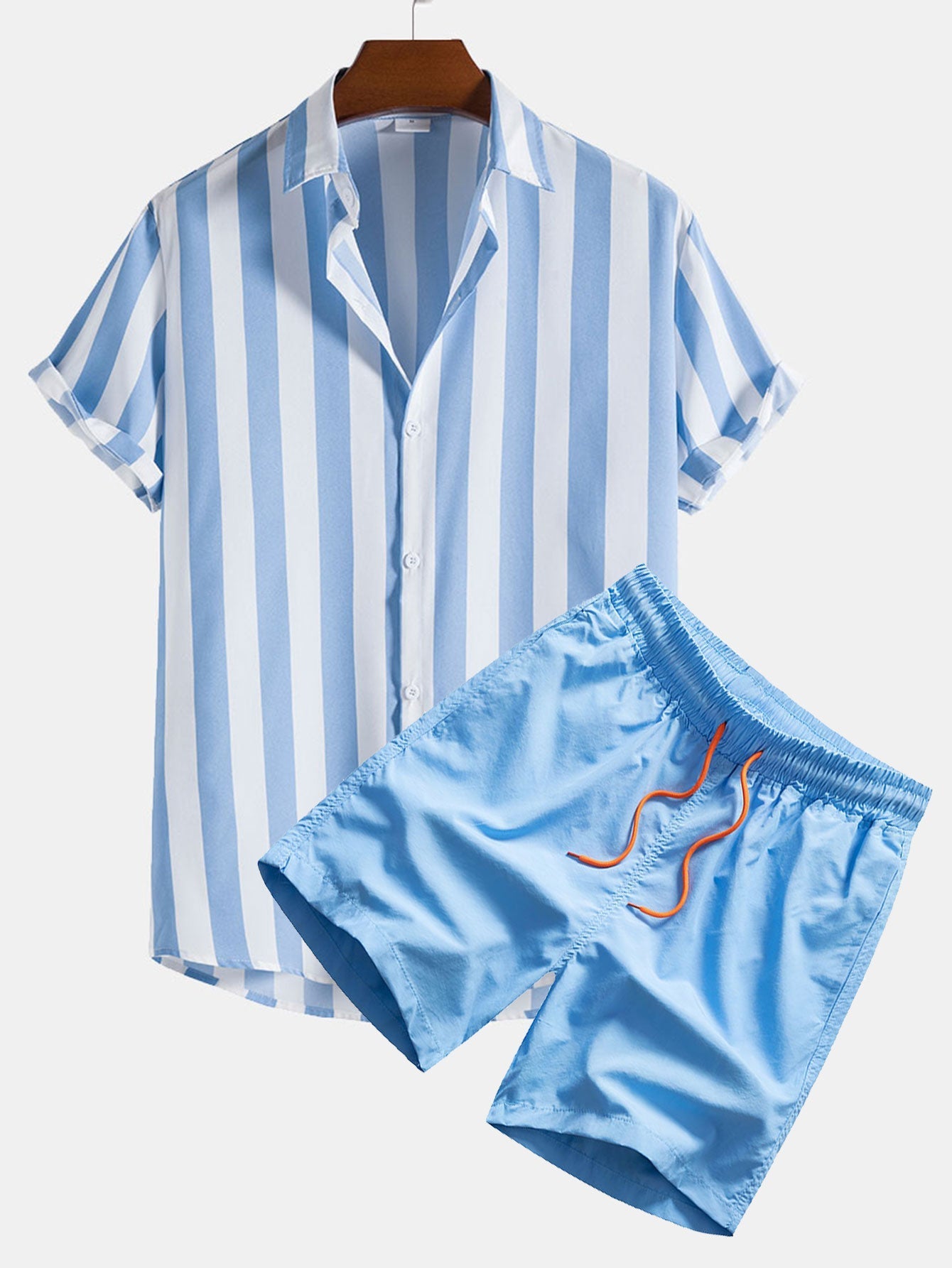Ensemble Capucine — chemise à larges rayures & short de bain