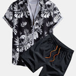 Ensemble — chemise à imprimé têtes de mort tropical & short de bain