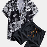 Ensemble — chemise à imprimé têtes de mort tropical & short de bain