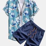 Ensemble Sidonie — chemise à imprimé floral tropical & short de bain