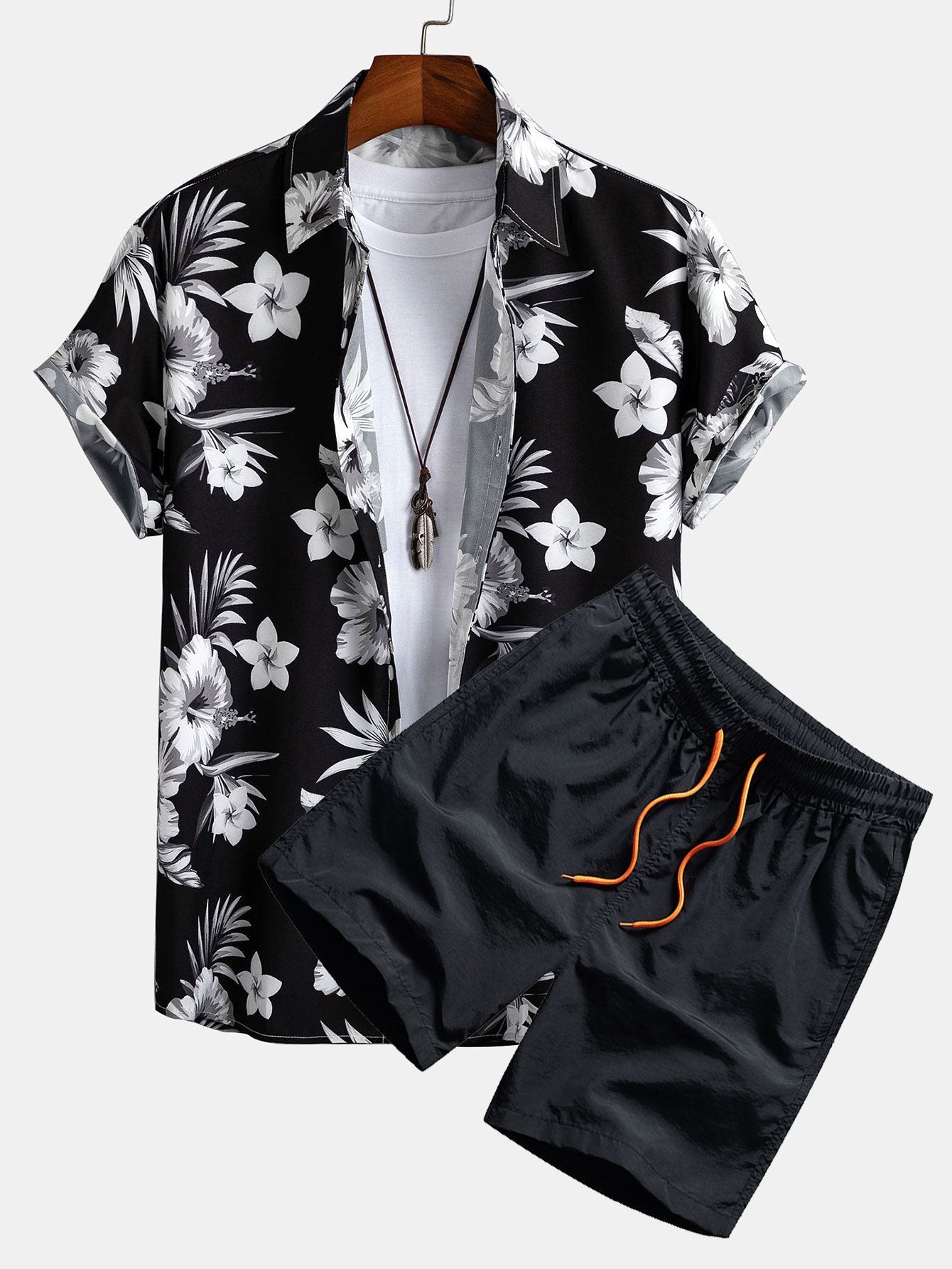 Ensemble Sidonie — chemise à imprimé floral tropical & short de bain