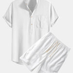 Ensemble — chemise en lin à col henley & short en lin et coton
