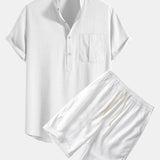Ensemble — chemise en lin à col henley & short en lin et coton