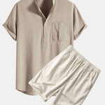 Ensemble — chemise en lin à col henley & short en lin et coton