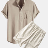 Ensemble — chemise en lin à col henley & short en lin et coton