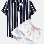 Ensemble Clotilde — chemise à imprimé rayé & short de bain
