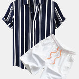 Ensemble Clotilde — chemise à imprimé rayé & short de bain