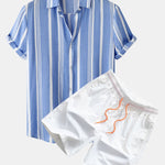 Ensemble Clotilde — chemise à imprimé rayé & short de bain
