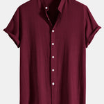 Ensemble — chemise en lin et viscose à col officier & pantalon texturé froissé