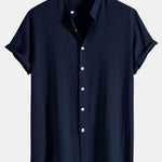 Chemise en lin et viscose à col officier