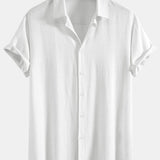 Ensemble — chemise en lin et viscose & short de bain à imprimé palmiers et voiliers