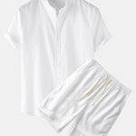 Ensemble — chemise en lin à manches courtes & short en lin et coton