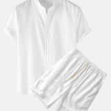 Ensemble — chemise en lin à manches courtes & short en lin et coton