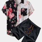 Ensemble Capucine — chemise à imprimé floral bicolore & short de bain