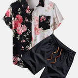 Ensemble Capucine — chemise à imprimé floral bicolore & short de bain