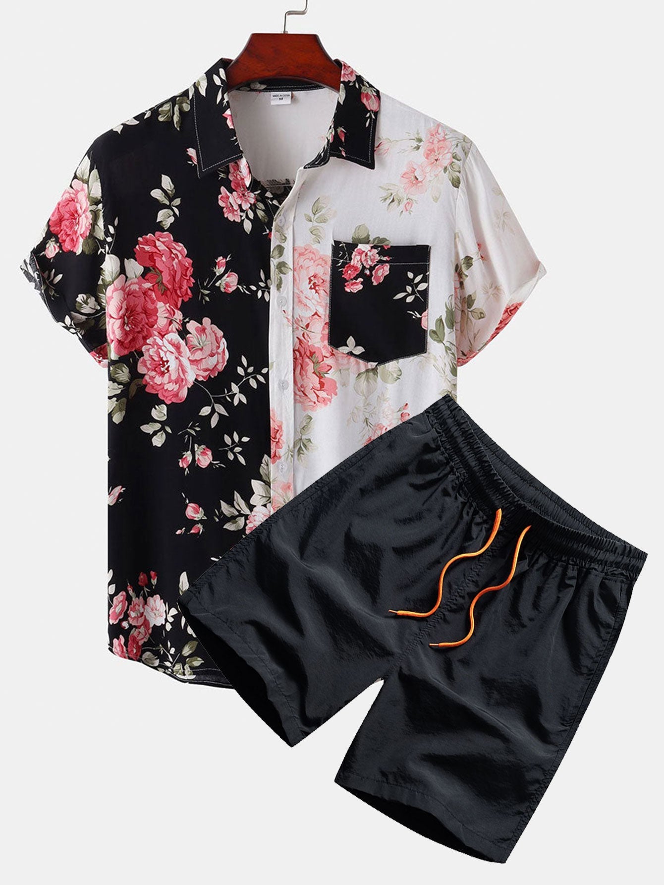 Ensemble Capucine — chemise à imprimé floral bicolore & short de bain