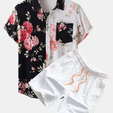 Ensemble Capucine — chemise à imprimé floral bicolore & short de bain