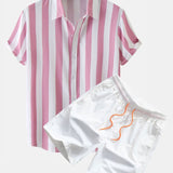 Ensemble Apolline — chemise à imprimé rayé & short de bain