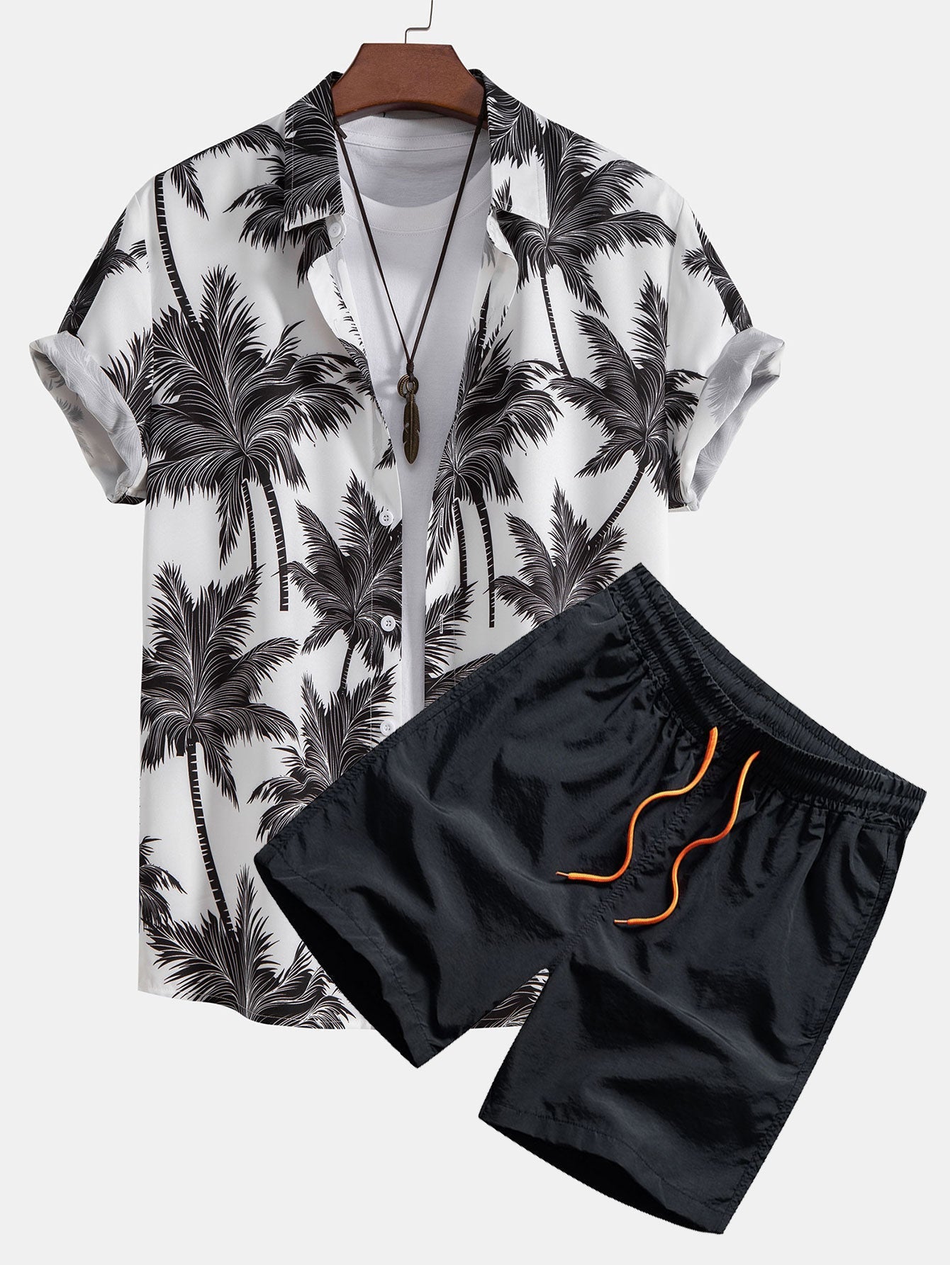 Ensemble Sidonie — chemise à imprimé palmiers & short de bain