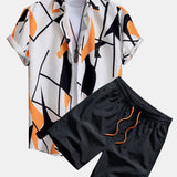 Ensemble — chemise à imprimé abstrait color block & short de bain