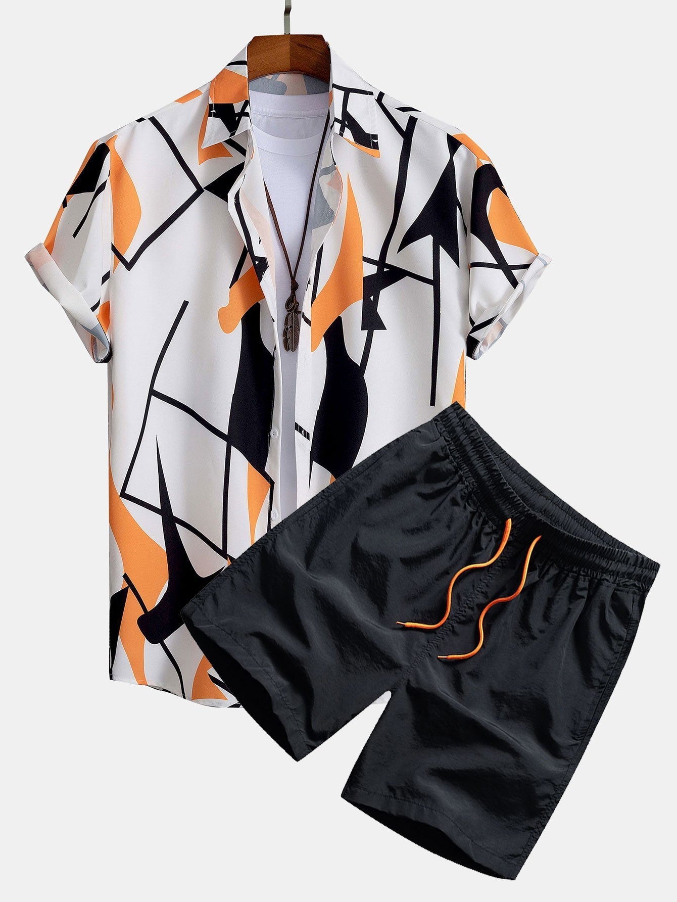 Ensemble — chemise à imprimé abstrait color block & short de bain