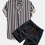 Ensemble — chemise rayée à col officier & short de bain