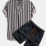 Ensemble — chemise rayée à col officier & short de bain