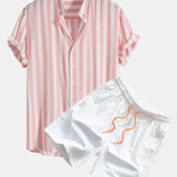 Ensemble — chemise rayée à col officier & short de bain
