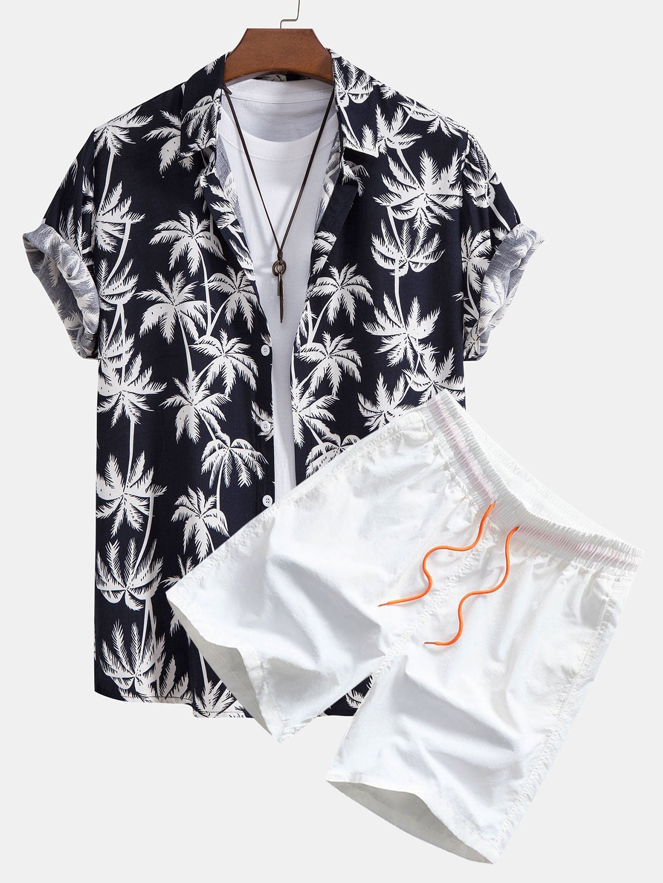 Ensemble Capucine — chemise à imprimé palmiers & short de bain