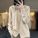 Manon | Sweat à capuche zippé à torsades et poignets côtelés