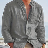 LAPEL BUTTON COTTON SHIRT FOR MEN