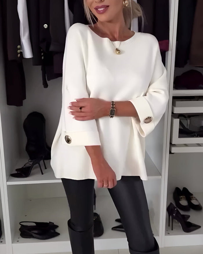 Gisèle | Pull à encolure bateau et boutons décoratifs