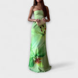Ondine | Robe longue bustier à grand imprimé fleuri