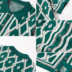Ensemble — chemise en maille à losanges géométriques rétro & pantalon fuselé coupe slim