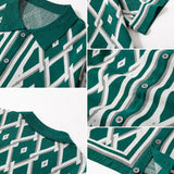Ensemble — chemise en maille à losanges géométriques rétro & pantalon fuselé coupe slim
