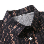 Chemise boutonnée en lin à imprimé géométrique ethnique