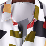 Ensemble Bérénice — chemise à imprimé géométrique color block & short de bain