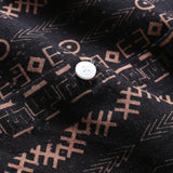 Chemise boutonnée en lin à imprimé géométrique ethnique