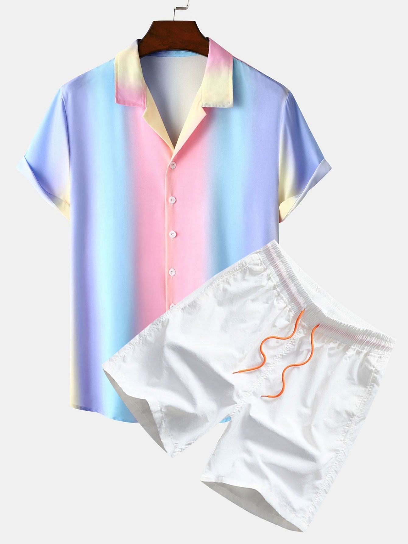 Ensemble — chemise cubaine à imprimé dégradé & short de bain