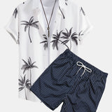 Ensemble Capucine — chemise à imprimé palmiers & short de bain à imprimé rayé