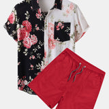 Ensemble Améline — chemise à imprimé floral bicolore & short de bain
