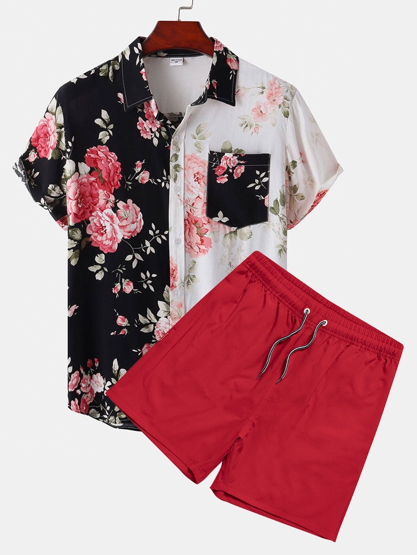 Ensemble Améline — chemise à imprimé floral bicolore & short de bain