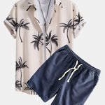 Ensemble — chemise à imprimé palmiers & short à cordon en lin et coton