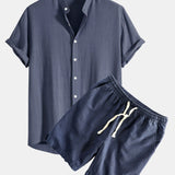 Ensemble — chemise en lin et viscose & short à cordon en lin et coton